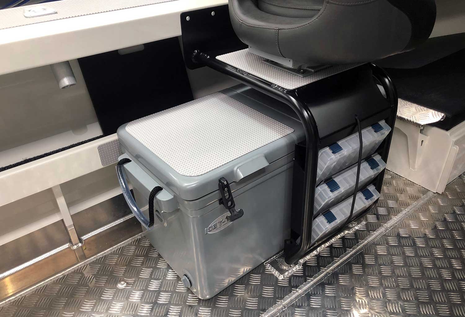 Fishing boat seats with removable icebox (esky) and tackle storage