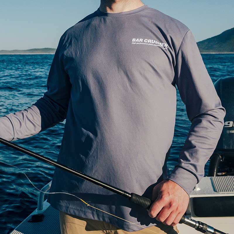bar-crusher-fishing-shirt-grey-no-collar-front